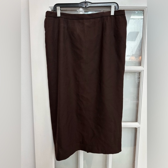 Vintage Gianni 100% Wool Rich Chocolate Brown Midi Skirt Women’s Size 14 - Picture 1 of 10